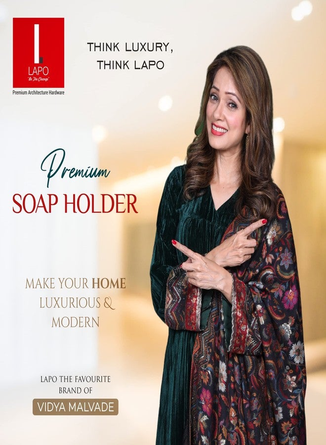 LAPO حامل صابون فردي من لابو كيك - مقاوم للصدأ، يُثبت على الحائط، مزود بصينية تصريف، مصنوع من الفولاذ المقاوم للصدأ 304، مطلي بالذهب بتقنية PVD، مناسب للحمام والمطبخ وحوض الغسيل - عبوة من قطعة واحدة - Image 2